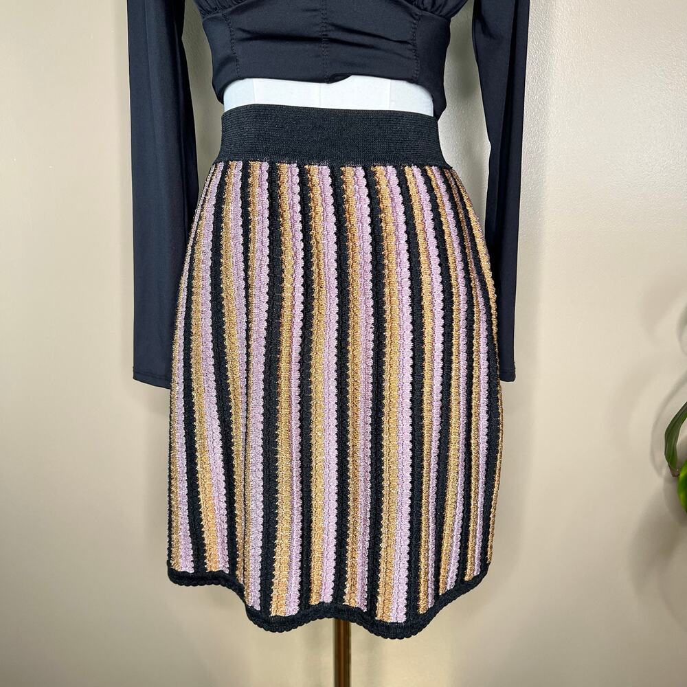 Porter Vertical Stripe Short Skirt Cable Knit Minimalist Size Medium